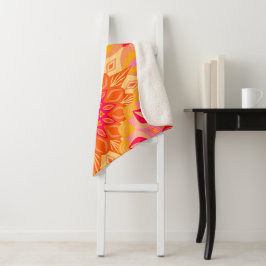 Cobertor Sherpa Mandala Sobreposto Laranja Rosa Amarelo