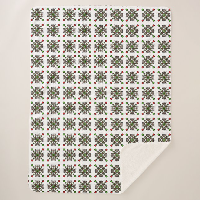 Cobertor Sherpa Mandalas de Floco de Neve de Natal (Frente)