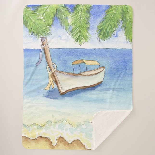 Cobertor Sherpa Manhã em Bali Watercolor (Frente)