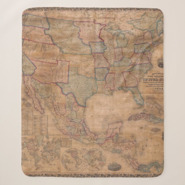 Cobertor Sherpa Mapa antigo antigo inspirado (13) (Frente)