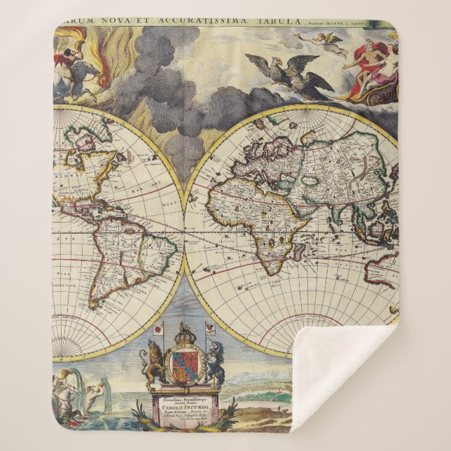 Cobertor Sherpa Mapa antigo antigo inspirado (4) (Frente)