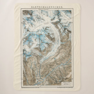 Cobertor Sherpa Mapa antigo da geleira Aletsch