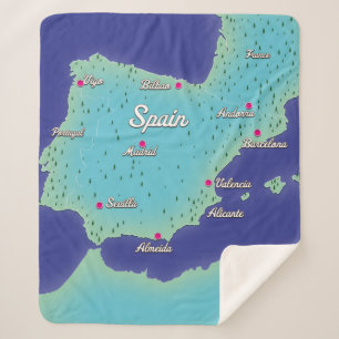 Cobertor Sherpa Mapa Clássico da Espanha