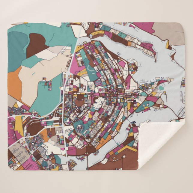 Cobertor Sherpa Mapa colorido de Brasília (Frente (Horizontal))