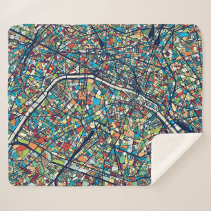 Cobertor Sherpa Mapa colorido de Paris France