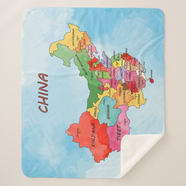 Cobertor Sherpa Mapa da China (Frente)