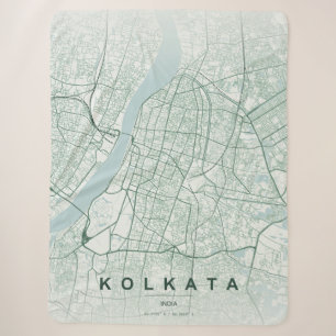 Cobertor Sherpa Mapa da Cidade de Kolkata na Índia Design Minimali