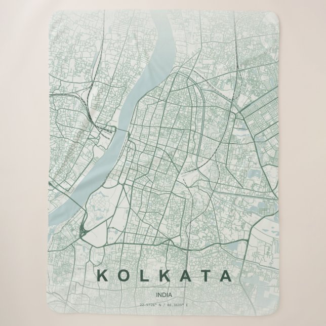 Cobertor Sherpa Mapa da Cidade de Kolkata na Índia Design Minimali (Frente)