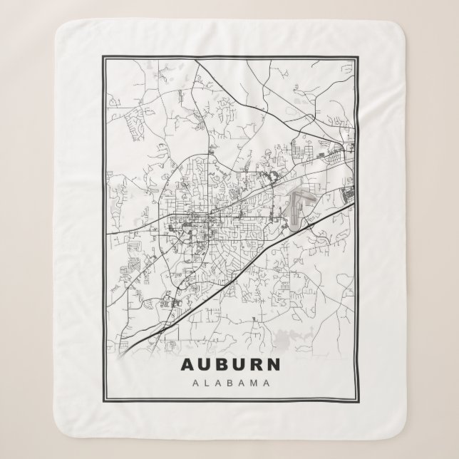 Cobertor Sherpa Mapa de Auburn (Frente)