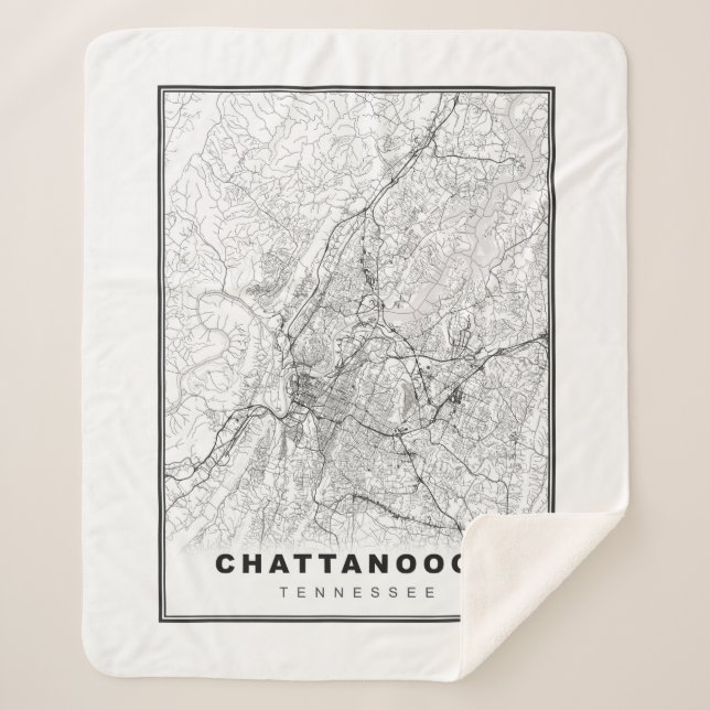 Cobertor Sherpa Mapa de Chattanooga (Frente)