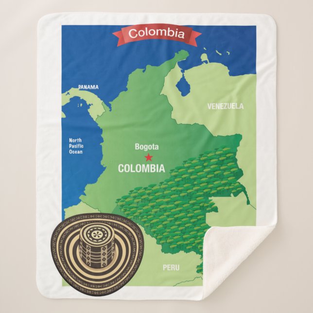 Cobertor Sherpa Mapa de Colômbia (Frente)