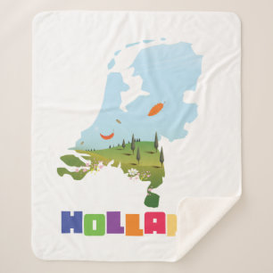Cobertor Sherpa mapa de desenhos holandeses
