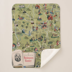 Cobertor Sherpa Mapa de Dunlop do país de Shakespeare, Inglaterra