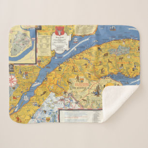 Cobertor Sherpa Mapa de Vacanes, Quebeque, Gaspesie (Canadá)