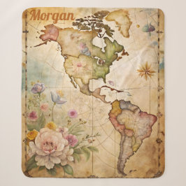 Cobertor Sherpa Mapa de Vintagens Personalizado