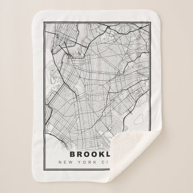 Cobertor Sherpa Mapa do Brooklyn (Frente)