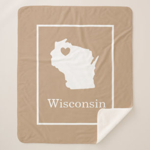 Cobertor Sherpa Mapa do Estado de Wisconsin com forma cardíaca