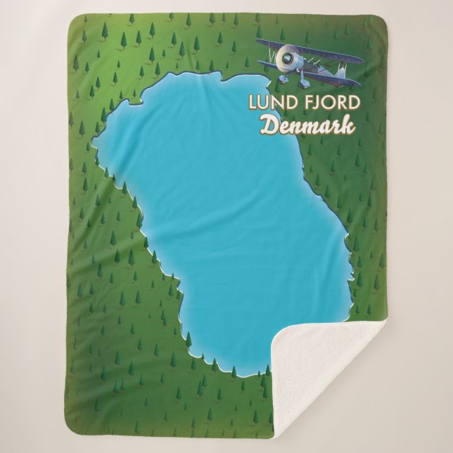 Cobertor Sherpa Mapa do Lund Fjord Dinamarca (Frente)
