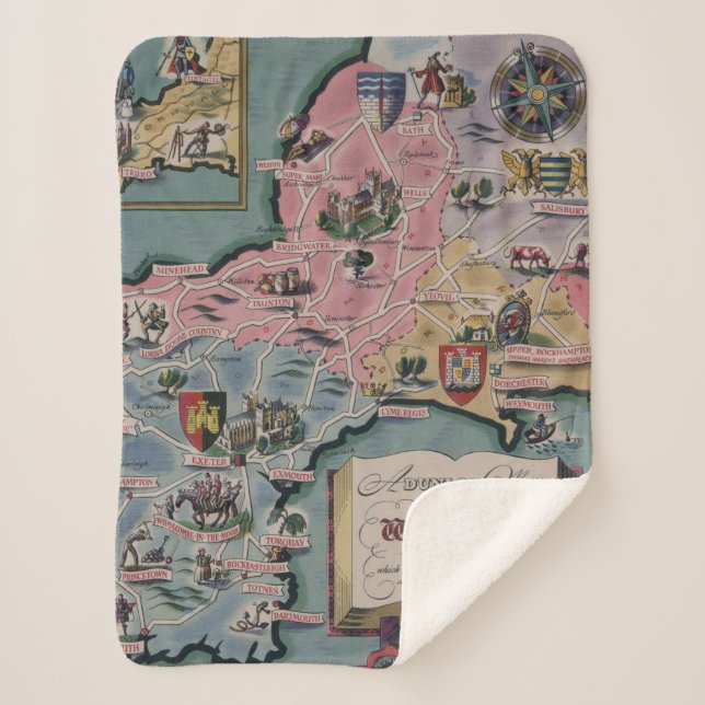 Cobertor Sherpa Mapa do país ocidental, Inglaterra de Dunlop (Frente)