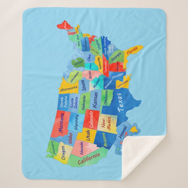Cobertor Sherpa Mapa dos EUA (Frente)