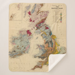 Cobertor Sherpa Mapa Geological, ilhas britânicas