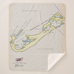 Cobertor Sherpa Mapa ilustrado das Bermudas