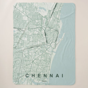 Cobertor Sherpa Mapa Minimalista da Cidade de Chennai Índia