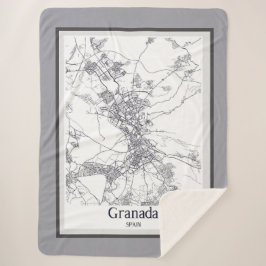 Cobertor Sherpa Mapa Minimalista da Cidade de Granada