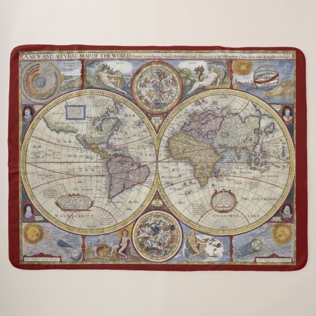 Cobertor Sherpa Mapa Mundial Antiquado nº 3 (Frente (Horizontal))