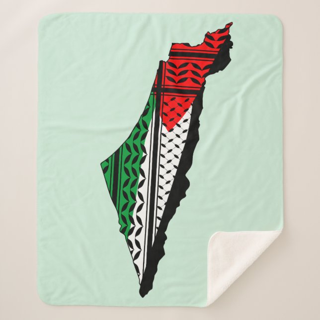 Cobertor Sherpa Mapa Palestino que Bandeira e Padrão Keffiyeg (Frente)