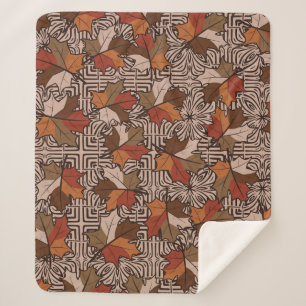 Cobertor Sherpa Maple Deixa Padrão De Flor De Quatro Dedos