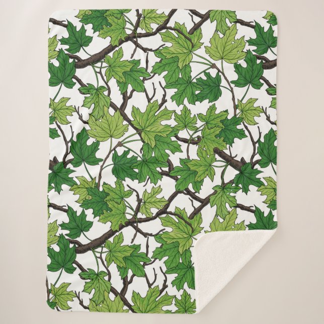 Cobertor Sherpa Maple leaves on white (Frente)
