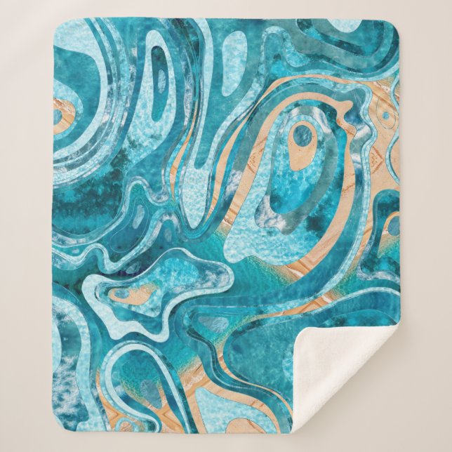 Cobertor Sherpa Marble Ocean Beach (Frente)