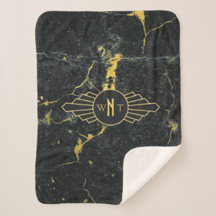 Cobertor Sherpa Marble Preto - Três Letras - Decência de Arte Mo
