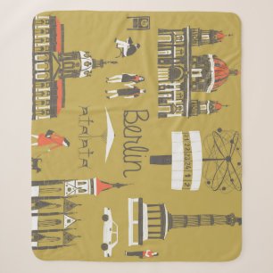 Cobertor Sherpa Marcas de Berlim, Ilustração Monumental.