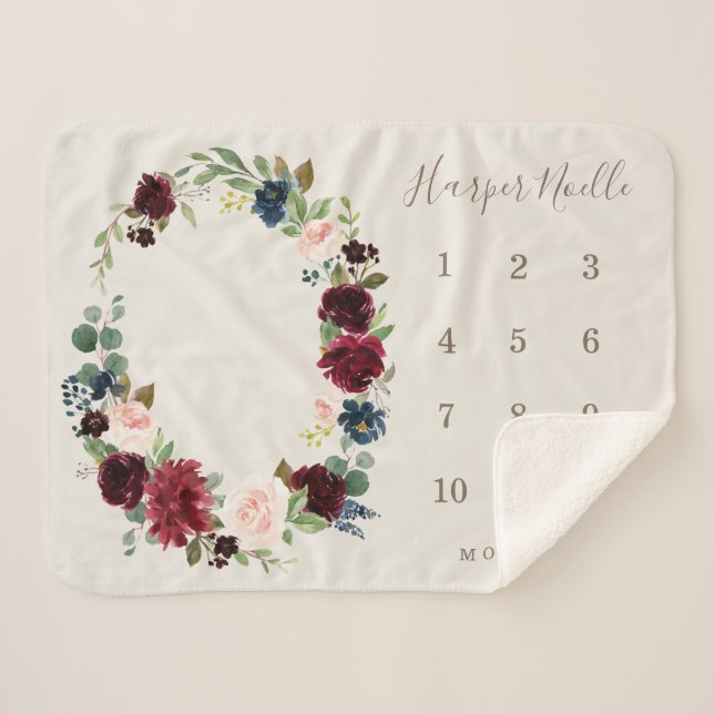 Cobertor Sherpa Marco do Bebê da Elegância de Queda (Frente (Horizontal))