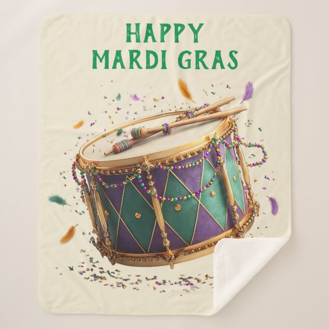 Cobertor Sherpa Mardi Gras Festive Drum (Frente)