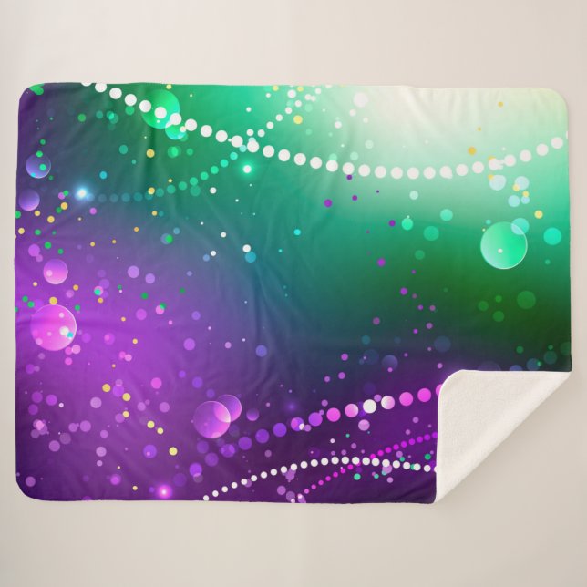 Cobertor Sherpa Mardi Gras Festive Purple Background (Frente (Horizontal))