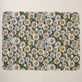Cobertor Sherpa Margaridas Brancas de Crochê Flores Silvestres da 