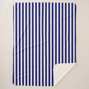 Cobertor Sherpa Marinho azul e faixas brancas de doces