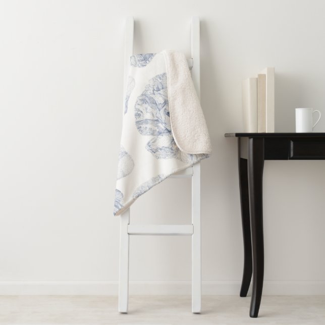 Cobertor Sherpa Marinho com ventilador de papoila ilustrado (In Situ)