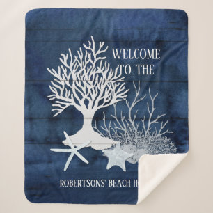 Cobertor Sherpa Marinho de praia Família de Starfish Coral do Mar