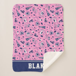 Cobertor Sherpa Marinho do rosa da engrenagem do hóquei em gelo d