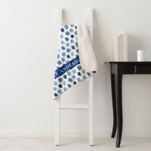 COBERTOR SHERPA MARINHO ÓRGICO - PONTOS AZUIS DO ÍNDIGO TIPO PADRÃ