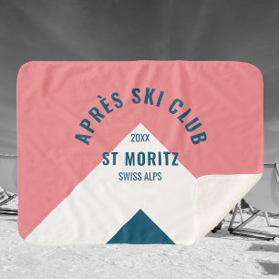 Cobertor Sherpa Marinho Rosa do Clube de Esqui Après - inverno
