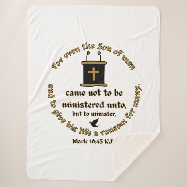 Cobertor Sherpa Mark 10:45 KJV Bíblia Versa Fé com Escrituras (Frente)