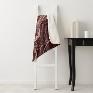 Cobertor Sherpa Mármore Burgundy Pedra Luxo Simples Moderno