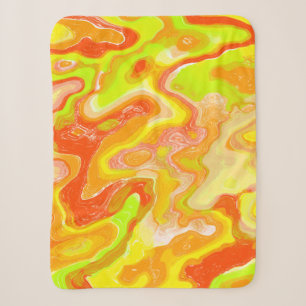 Cobertor Sherpa Mármore Laranja Lava Textura Topográfica Abstrata