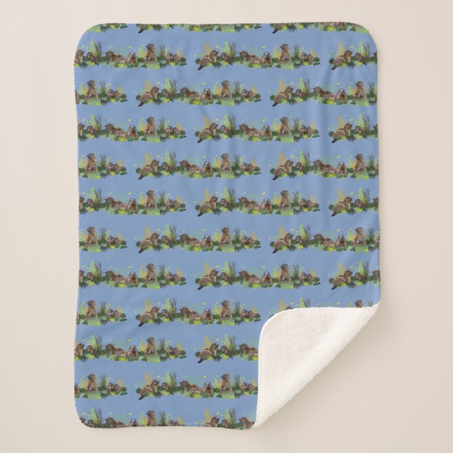 Cobertor Sherpa Marmot Meadow (Azul) (Frente)
