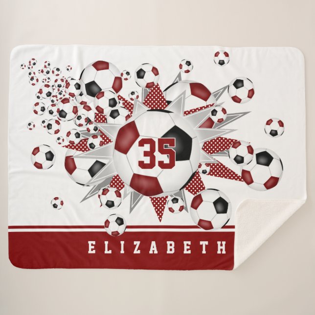 Cobertor Sherpa maroon black soccer bolas estrelas estrelas salão  (Frente (Horizontal))